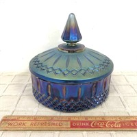 CARNIVAL GLASS COVERED BOWL