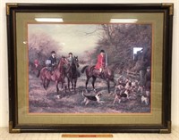 ENGLISH FOX HUNT PRINT IN QUALITY ANTIQUE FRAME