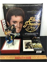 ELVIS PRESLEY LP, FIGURINE & CARDS