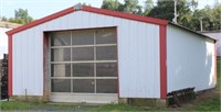 Sharon 21' x 28' Steel building, white w/red trim