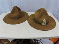 Pair Vintage Boy Scout Hats One with Original Pin