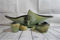 Vintage Ceramic Pottery Candle Holders and Dish