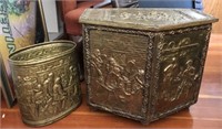 Ornate Relief Pattern Trash Can & Storage Box