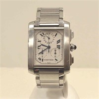 Stainless Cartier Tank Francaise Chronoflex Watch