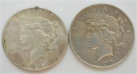 1922 S & 1923 Peace Silver Dollars
