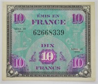 GEM UNC 10 France DIX Francs Note