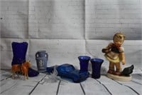Lot of Collectables Blue Glass Occupied Japan