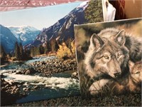 Wolf & Cubs Print 11/250 & River Canvas Print