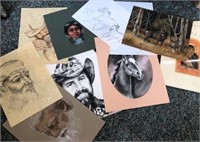 Collection of Portraits & Horse Drawings