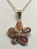 $2000 10kt Gold Sapphire Diamond Necklace14-JM27