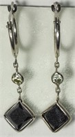 $2400 14kt Gold Black Diamond Earrings 5-JM27