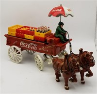 Cast Iron Coca-cola Coke Horse Drawn Wagon