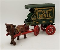 Cast Iron Horse Drawn Wagon Us Mail