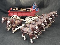 8 Horse Drawn Wagon Clydesdale Beer Cast Iron