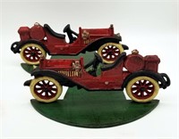 Vintage Cast Iron Classic Car Bookends Red