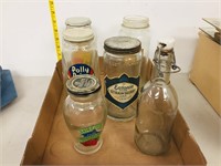 collection of old food jars