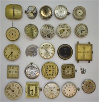 25 pcs. Antique Watch Movements, Faces & Parts