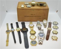 22 pcs. Vintage Watches & Cigar Box
