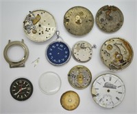 14 pcs. Antique Pocket Watch Movements & Parts
