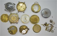 11 pcs. Vintage Watch Movements, Cases & Parts