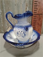 Blue pitcher and bowl