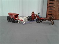 Cast iron horse drawn ice cart, fire cart