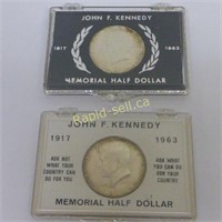 Pair of John F. Kennedy 1964 Memorial Silver Half