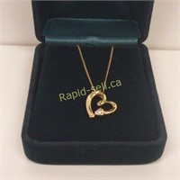 14kt Gold Heart with Diamond Pendant & Chain