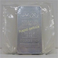 Vintage JM Assayers Refiners 10 Troy Ounce Silver