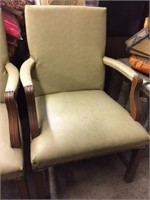 TWO MATCHING VINTAGE NAILHEAD CHAIRS - SAGE GREEN