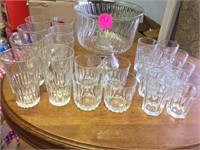 LARGE COMPOTE STAND, WATER GLASSES AND MORE