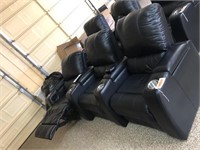 Set of 3 blk leather manual reclining theater seat