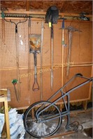 Garden tools in shed