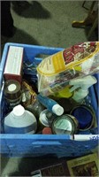 Box of paints and cleaners