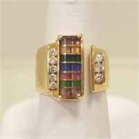14kt multi-color stone ring by Mark Loren