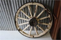 Antique Steel Wood Wagon Wheel w/ Hub