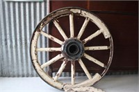 Antique Steel Wood Wagon Wheel w/ Hub