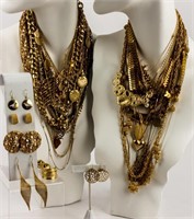 Jewelry Large Lot of Gold Tone Vintage Costume