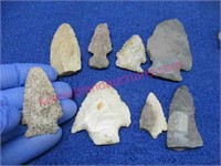 estate lot of indian arrowheads (8 total)