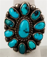 Jewelry Sterling Silver Turquoise Cluster Ring