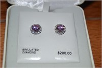 Lab Created Diamonds set in Sterling Stud Earrings