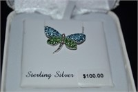 Crystal Butterfly set in Sterling Necklace