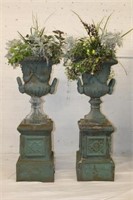 4pc Victorian Metal Urns on Stands