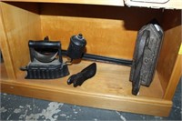 3pc Cobbler's Tool & Antique Sad Irons