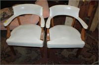 2pc Mid Century Leather Arm Chairs 31'H