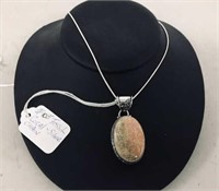 Fossil coral silver pendant