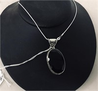 black onyx stone & silver bracelet