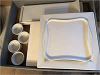 White Ceramic Serving Platters, Ramekins