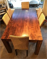 Distressed Plank Wood Dining Room Table, Chairs