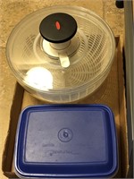 Salad spinner, plastic food container